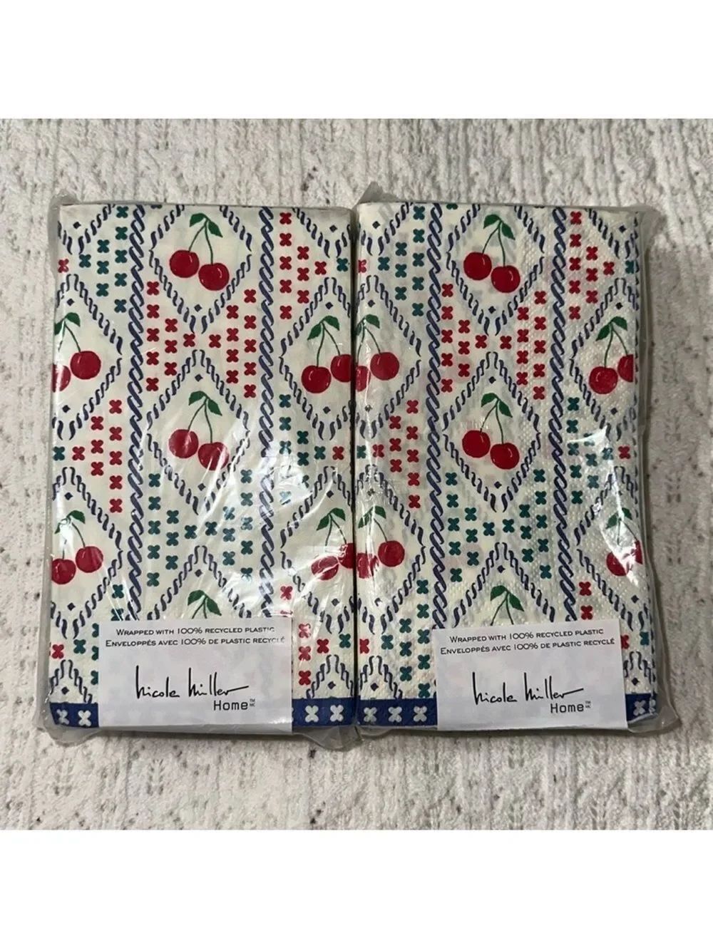 nicole miller 40 x 2pk Guest Paper Towel Napkins Cherry Print